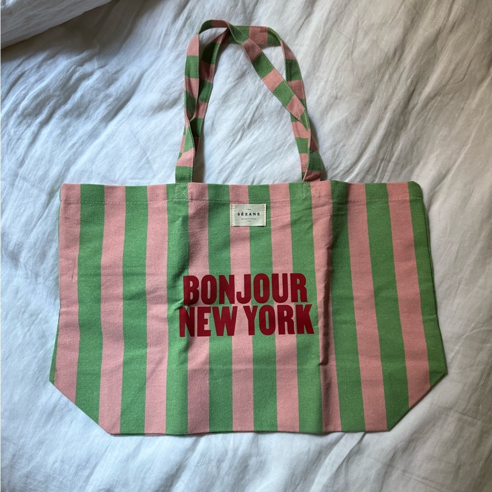 Sezane Bonjour New York Striped Tote Bag